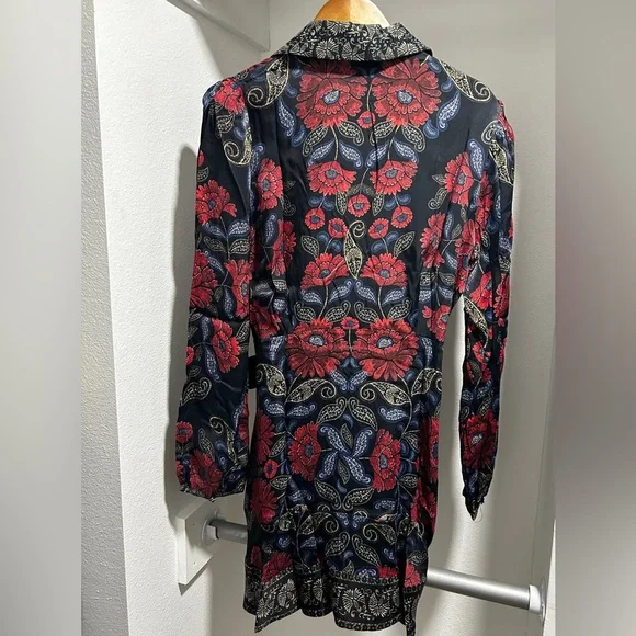 Farm Rio Black Valentina Wrap Viscose Mini Dress. L. NWT - Picture 11 of 13